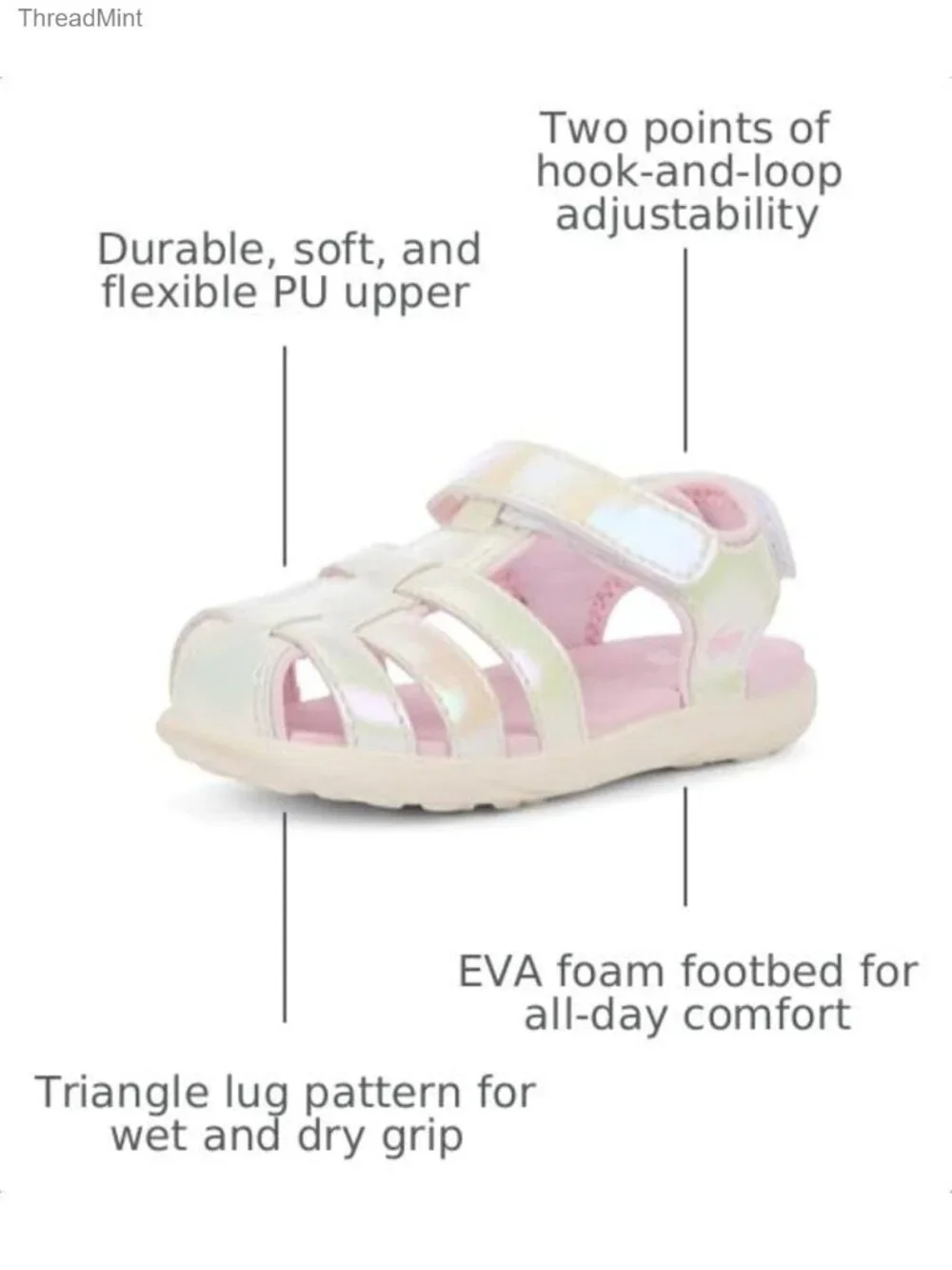 Lightweight Breathable Athletic Sandals for Toddlers with Hook-and-Loop Strap